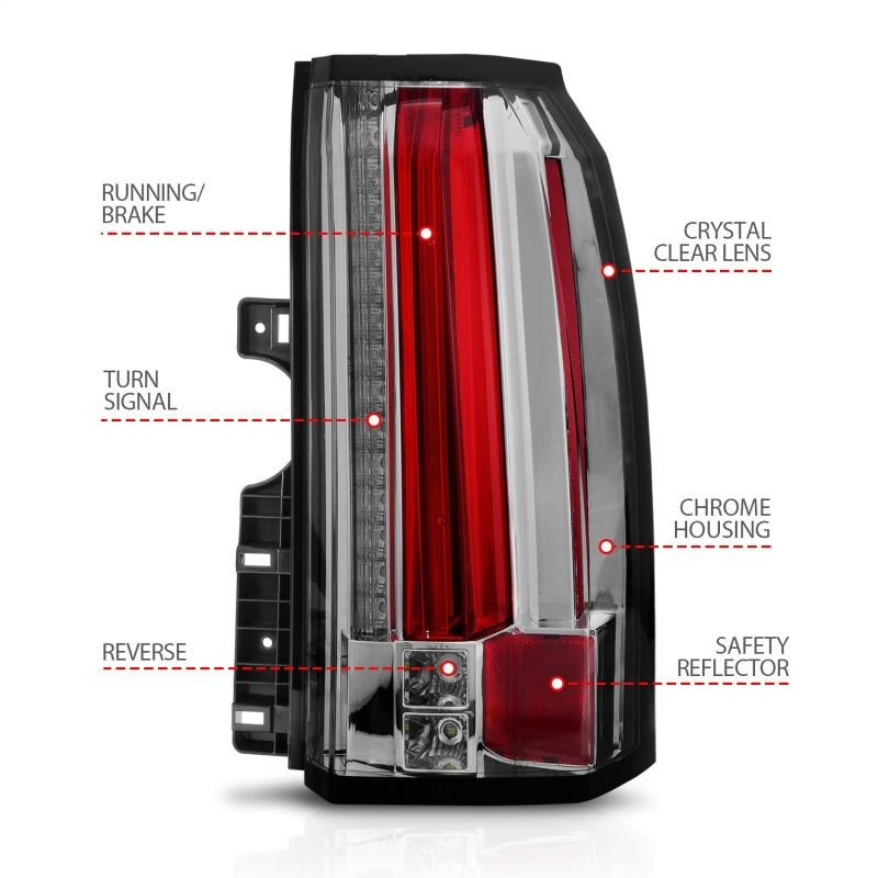 Anzo GMC Yukon/ XL / Denali 15-18 L.E.D Tail Lights Chrome