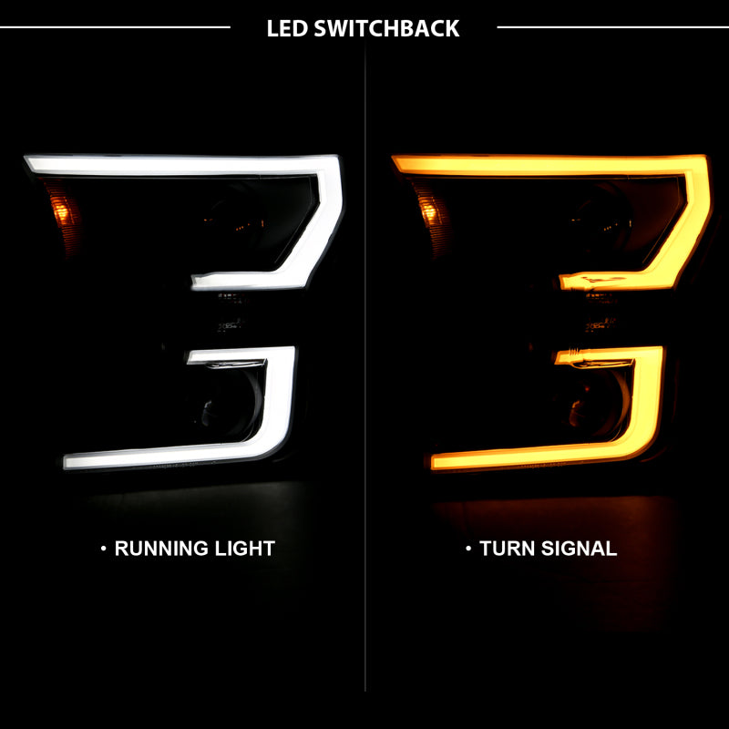 Anzo 2015-2016 Ford F-150 Projector Headlights w/ Plank Style Switchback Bl