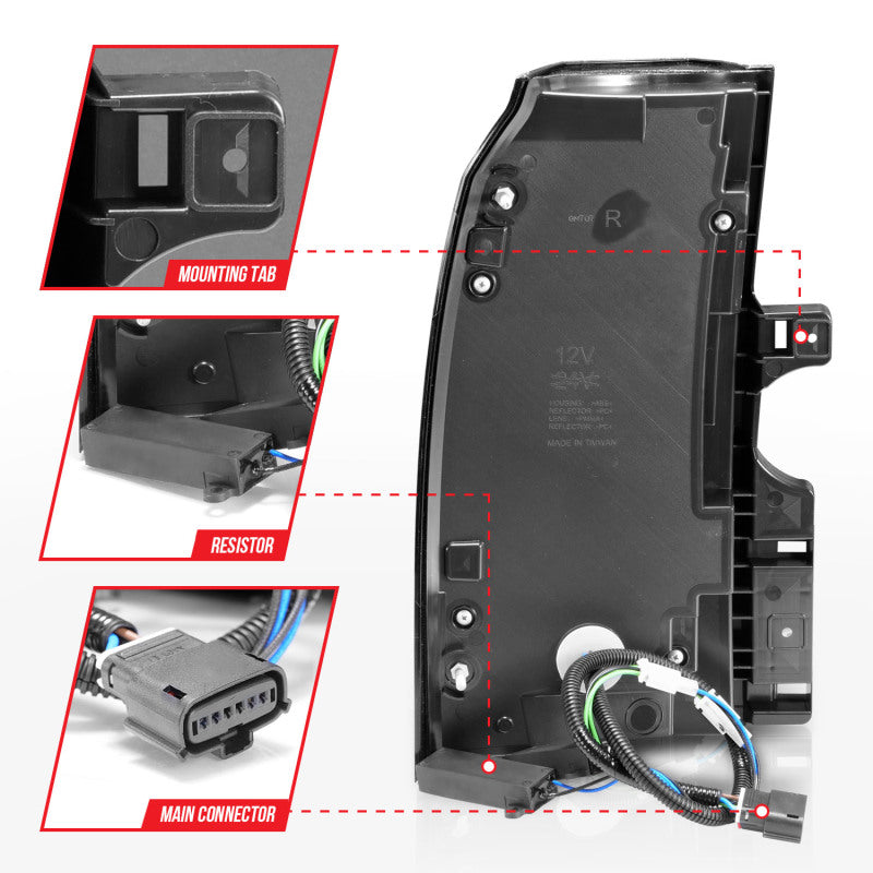 ANZO 2015-2020 Chevrolet Tahoe LED Tail Lights w/ Light Bar Chrome Housing Clear Lens 311376