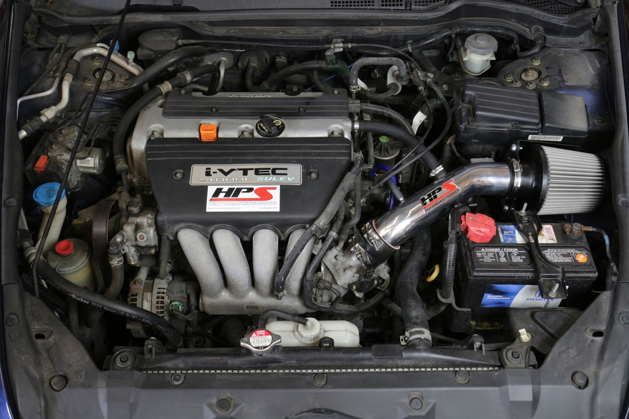 HPS Performance HPS Shortram Air Intake Kit 2003-2007 Honda Accord 2.4L with MAF Sensor SULEV, Includes Heat Shield, 827-173