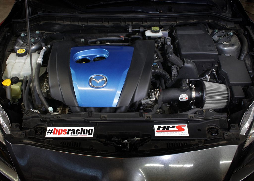 HPS Shortram Air Intake Kit 2012-2013 Mazda Mazda3 2.0L Skyactiv, Includes Heat Shield, Black