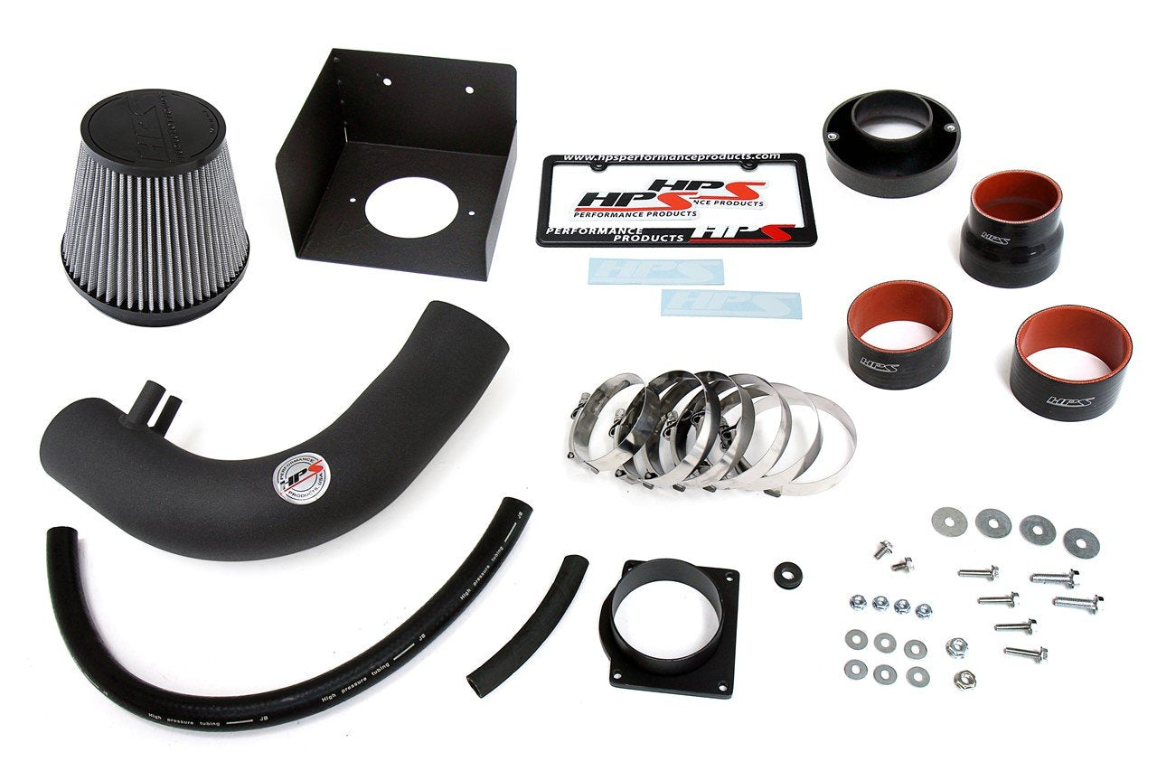 HPS Performance Shortram Air Intake Kit 1997-1999 Ford F250 4.6L 5.4L V8, Includes Heat Shield, Black