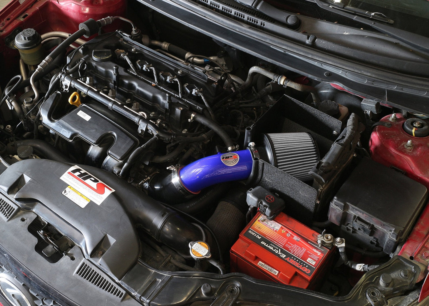 HPS Performance Products HPS Shortram Air Intake Kit 2010-2013 Kia Forte Koup 2.4L, Includes Heat Shield, Blue