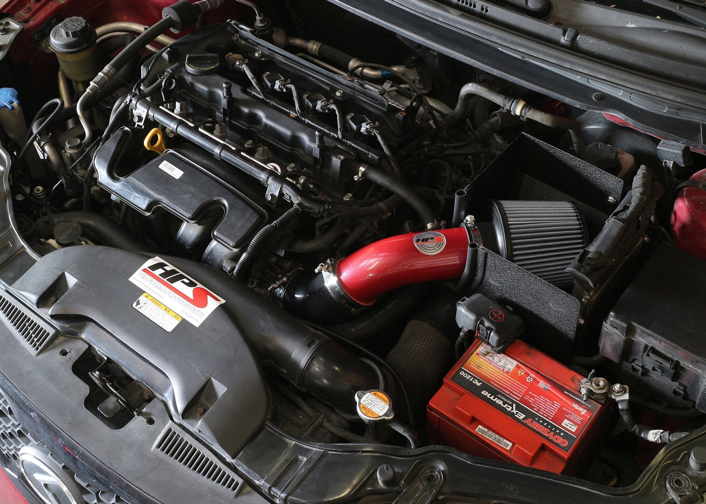 HPS Shortram Air Intake Kit 2010-2013 Kia Forte 2.0L, Includes Heat Shield, Red