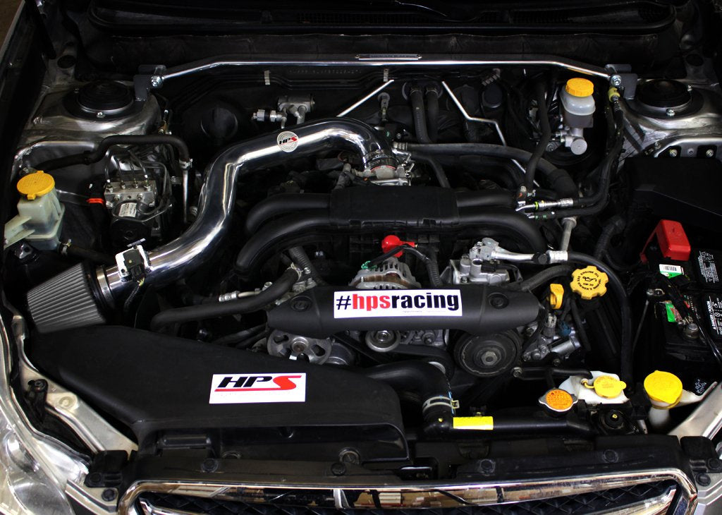 HPS Shortram Air Intake Kit 2010-2012 Subaru Outback 2.5L Non Turbo, Includes Heat Shield, Polish