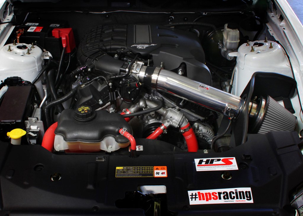 HPS Shortram Air Intake Kit 2011-2014 Ford Mustang 3.7L V6, Includes Heat Shield, Polish