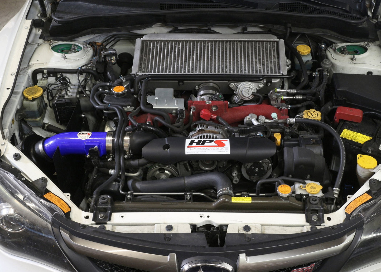 HPS Shortram Air Intake Kit 2008-2014 Subaru WRX STI 2.5L Turbo, Includes Heat Shield, Blue
