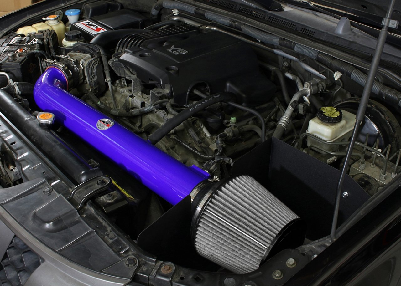 HPS Shortram Air Intake Kit 2005-2012 Nissan Pathfinder 4.0L V6, Includes Heat Shield, Blue