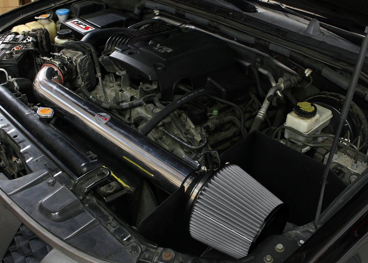 HPS Shortram Air Intake Kit 2005-2015 Nissan Frontier 4.0L V6, Includes Heat Shield, Polish
