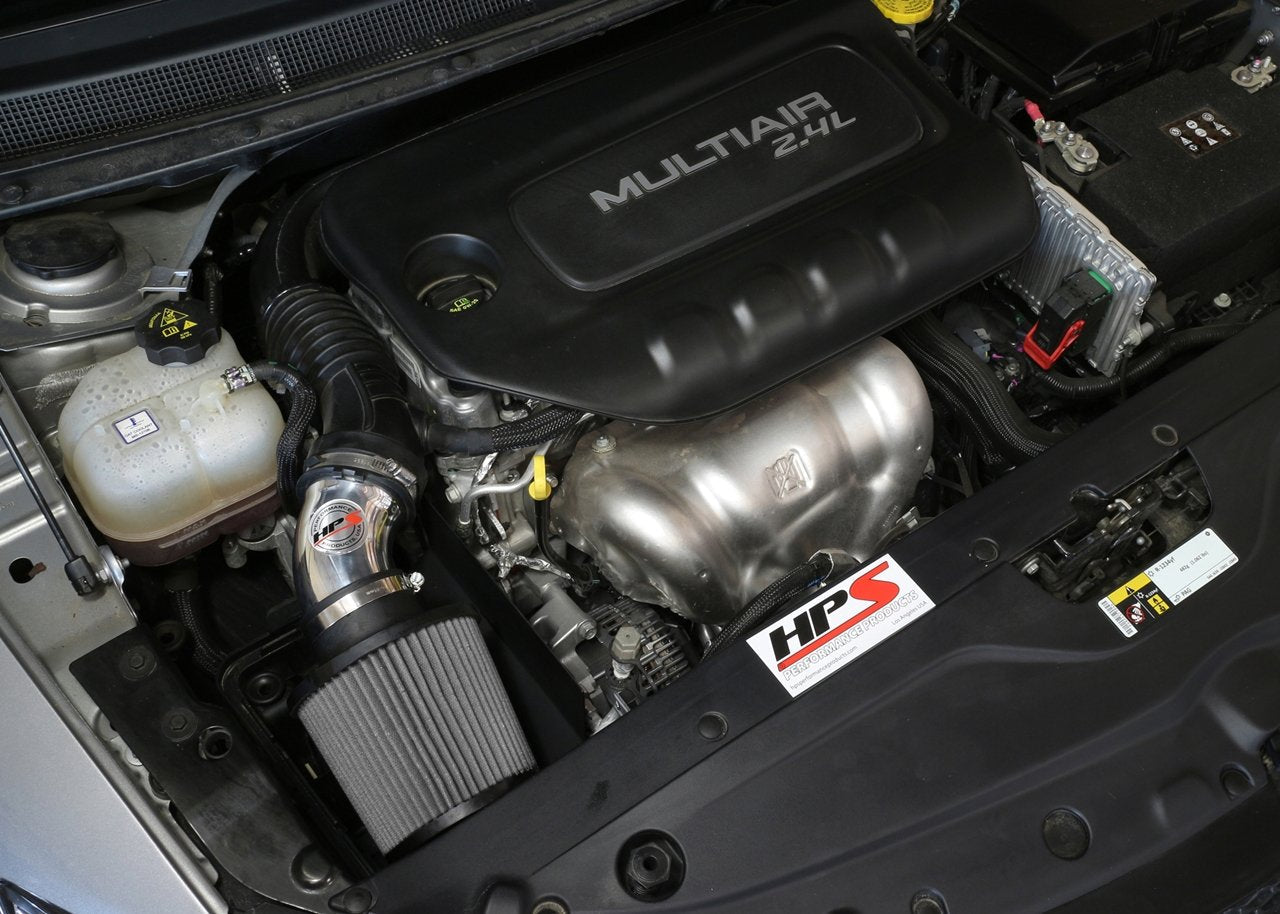 HPS Shortram Air Intake Kit 2015-2017 Chrysler 200 2.4L without MAF sensor, Includes Heat Shield, Black