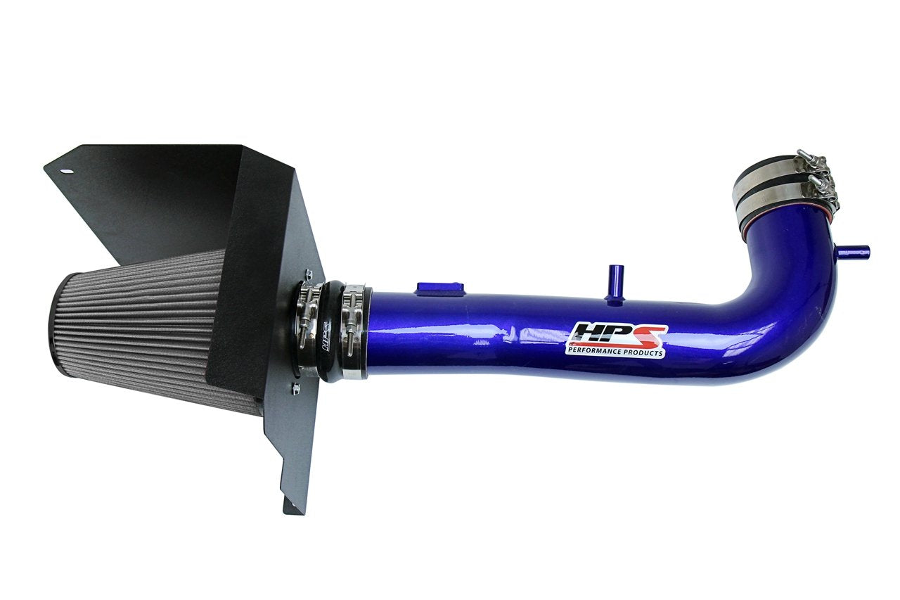HPS Shortram Air Intake Kit 2014-2018 GMC Sierra 1500 5.3L V8, Includes Heat Shield, Blue