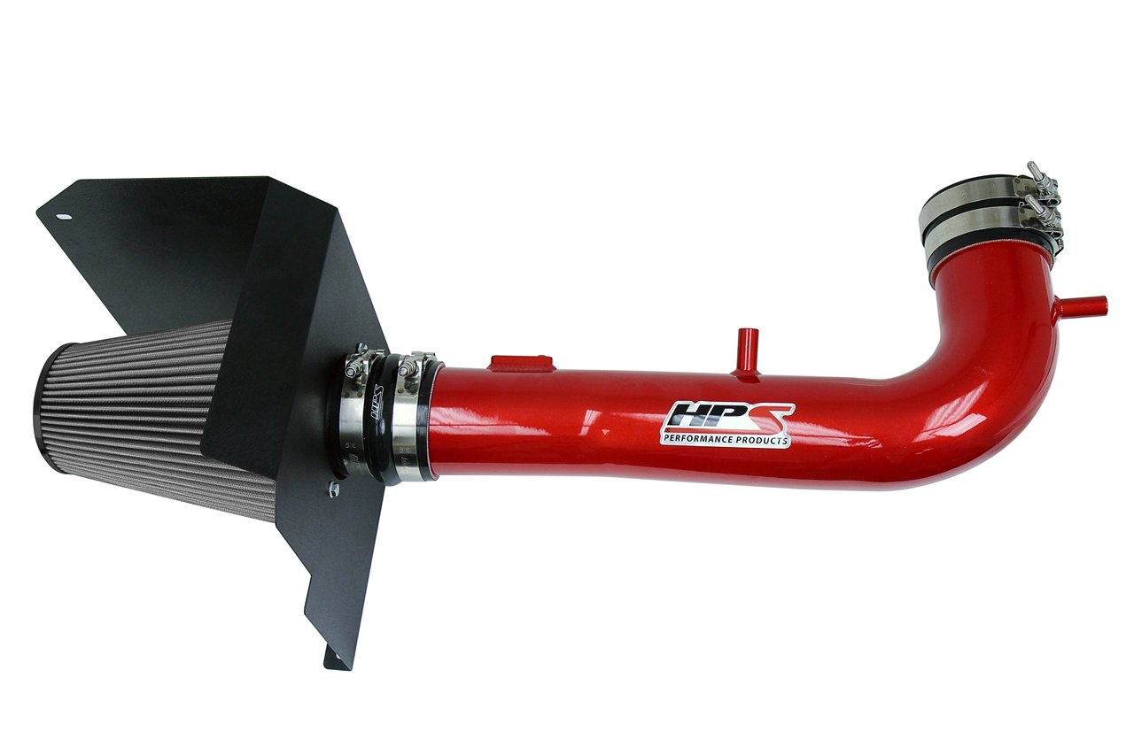 HPS Shortram Air Intake Kit 2014-2018 GMC Sierra 1500 5.3L V8, Includes Heat Shield, Red