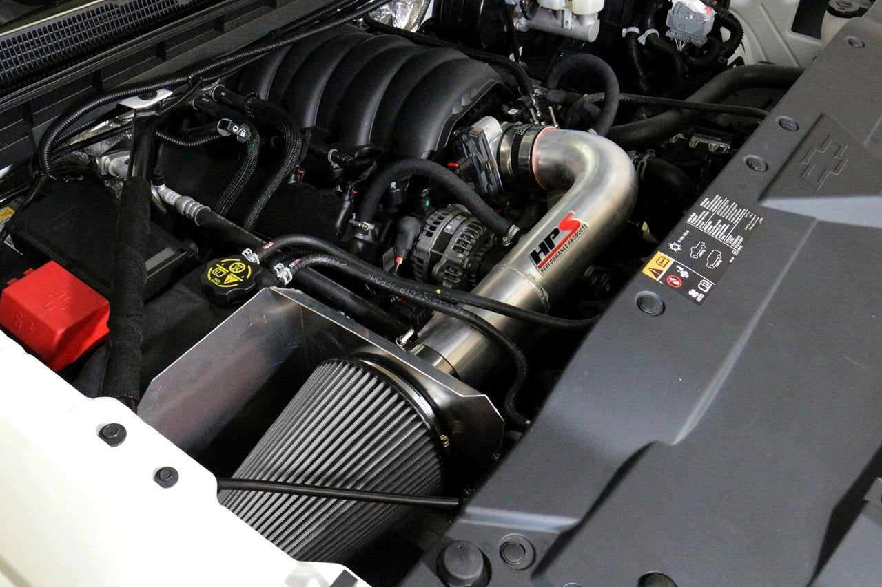 HPS Shortram Air Intake Kit 2014-2018 GMC Sierra 1500 5.3L V8, Includes Heat Shield, Blue
