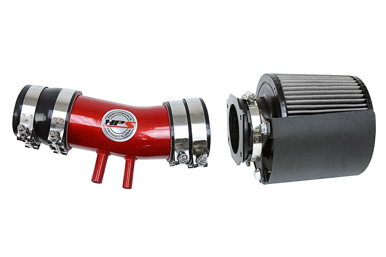 HPS Shortram Air Intake Kit 2000-2004 Nissan Xterra 3.3L V6 Non Supercharged, Includes Heat Shield, Red