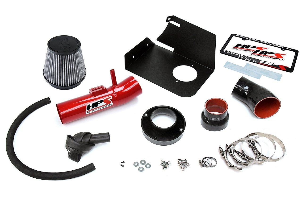HPS Shortram Air Intake Kit 2004-2011 Ford Ranger 4.0L V6, Includes Heat Shield, Red