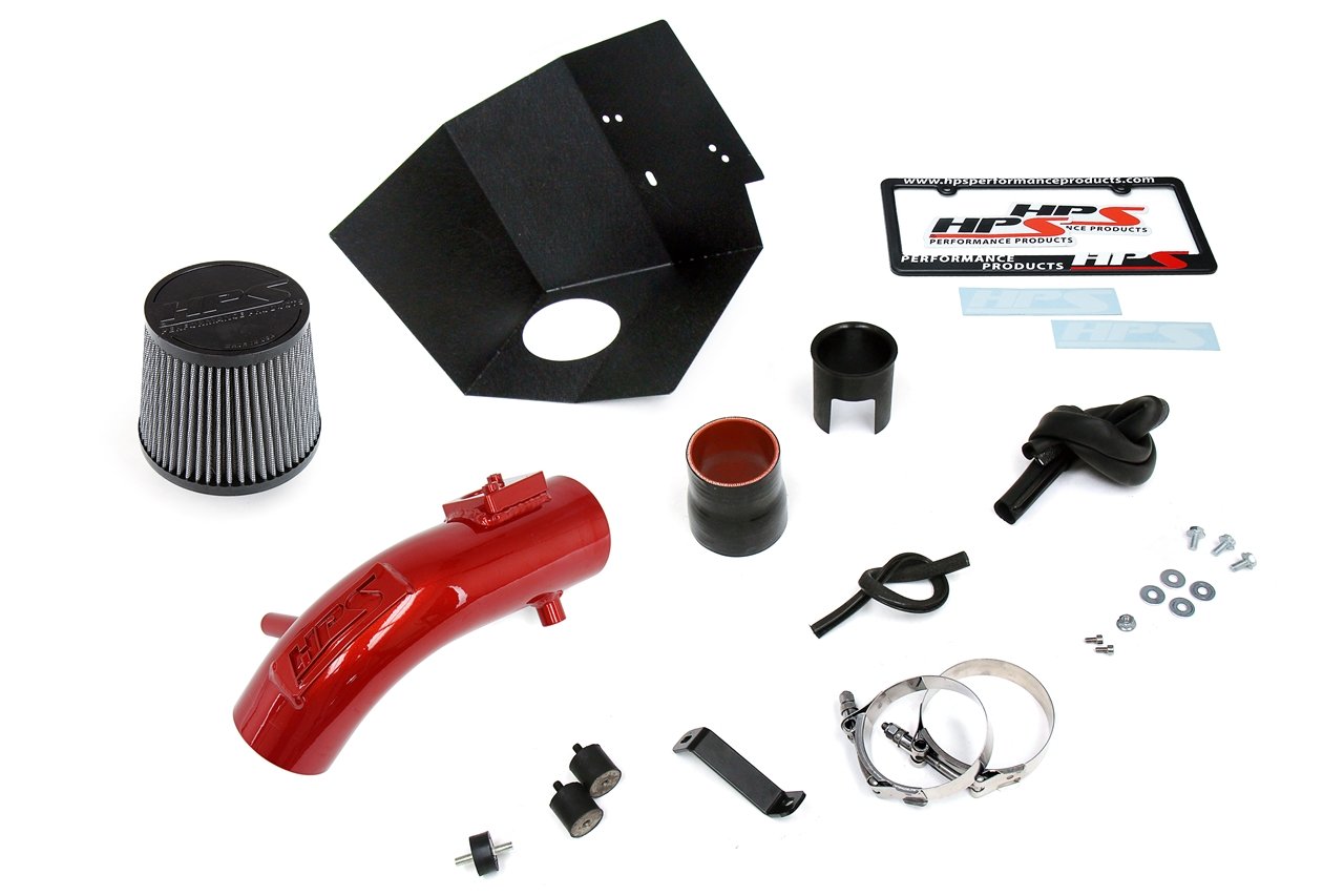 HPS Shortram Air Intake Kit 2009-2019 Toyota Corolla 1.8L, Includes Heat Shield, Red