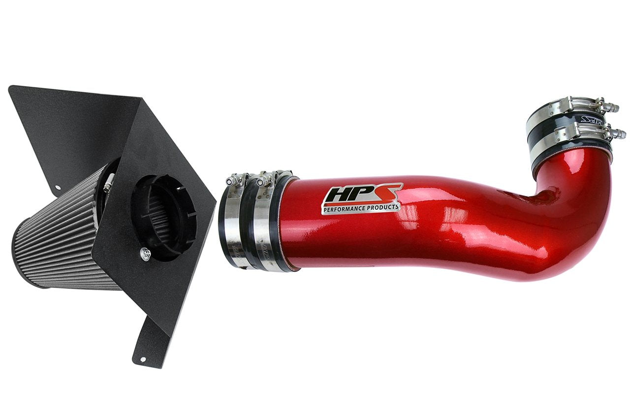 HPS Shortram Air Intake Kit 2007-2009 Chevy Cheyenne 2500 5.3L V8, Includes Heat Shield, Red