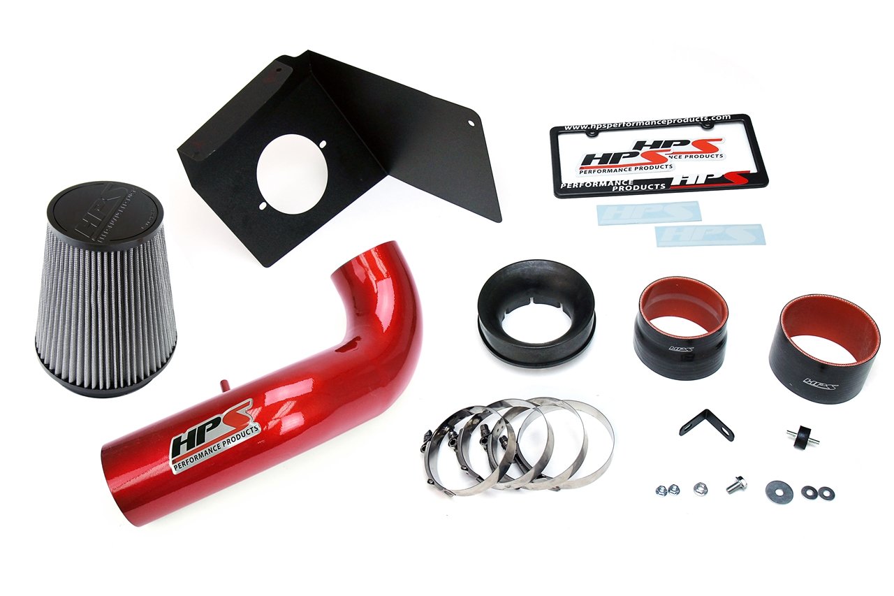 HPS Shortram Air Intake Kit 2007-2008 GMC Yukon 4.8L 5.3L 6.0L 6.2L V8, Includes Heat Shield, Red