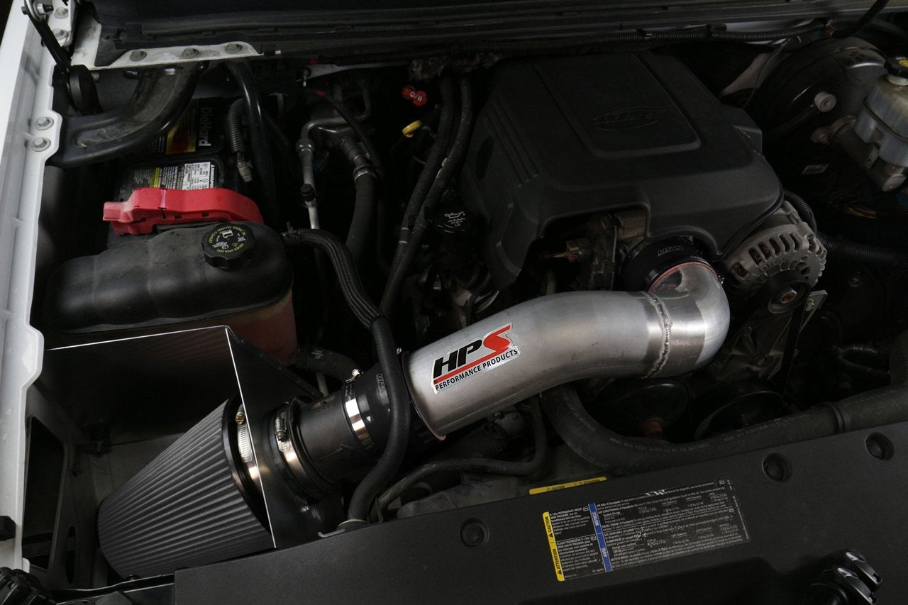 HPS Shortram Air Intake Kit 2007-2009 Chevy Cheyenne 2500 5.3L V8, Includes Heat Shield, Red