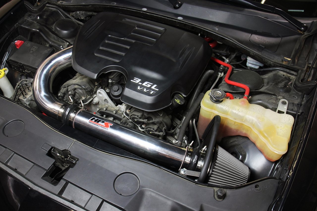 HPS Shortram Air Intake Kit 2011-2018 Dodge Challenger 3.6L V6, Includes Heat Shield, Black