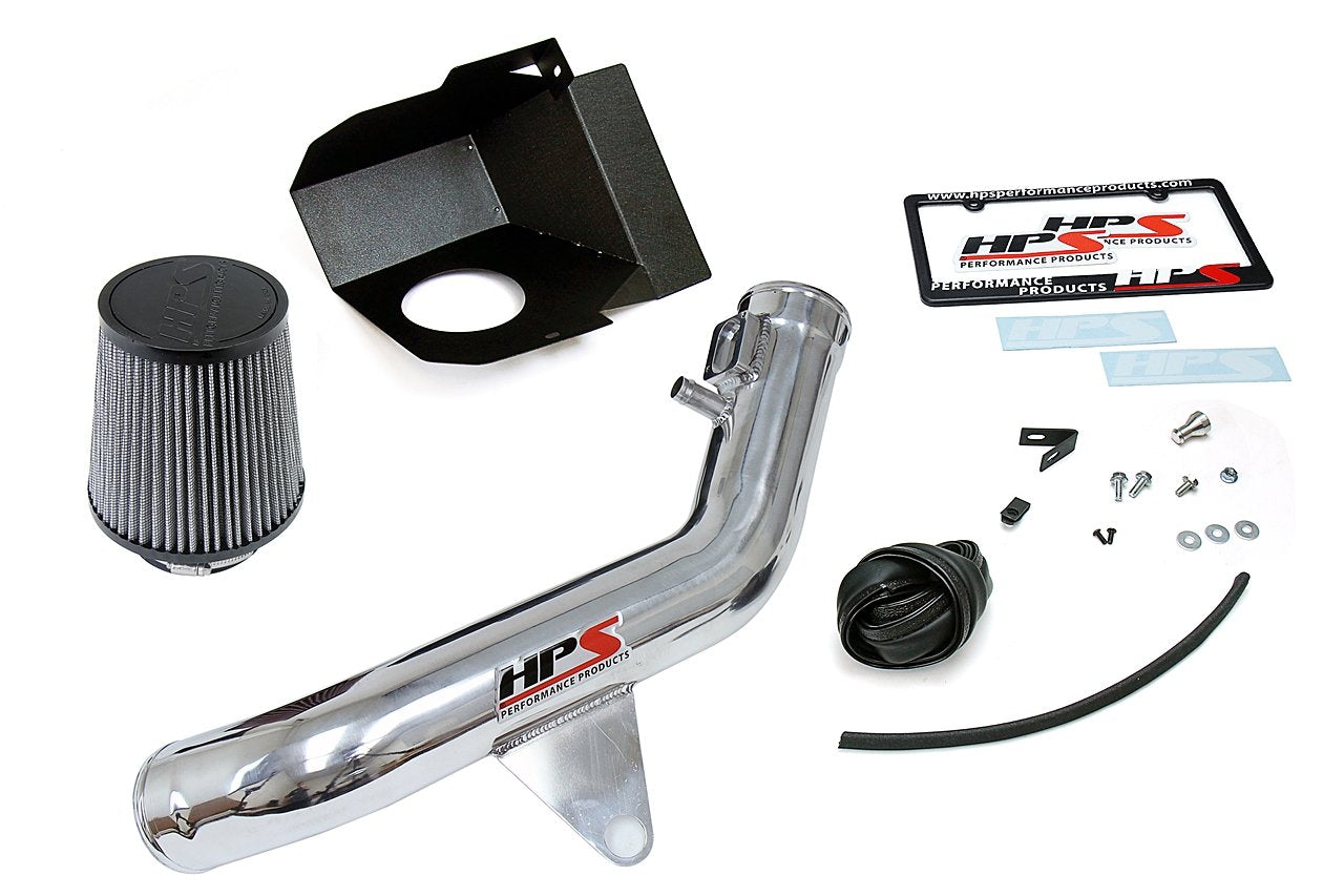 HPS Shortram Air Intake Kit 2012-2015 BMW 335ix F30 3.0L Turbo N55, Includes Heat Shield, Polish