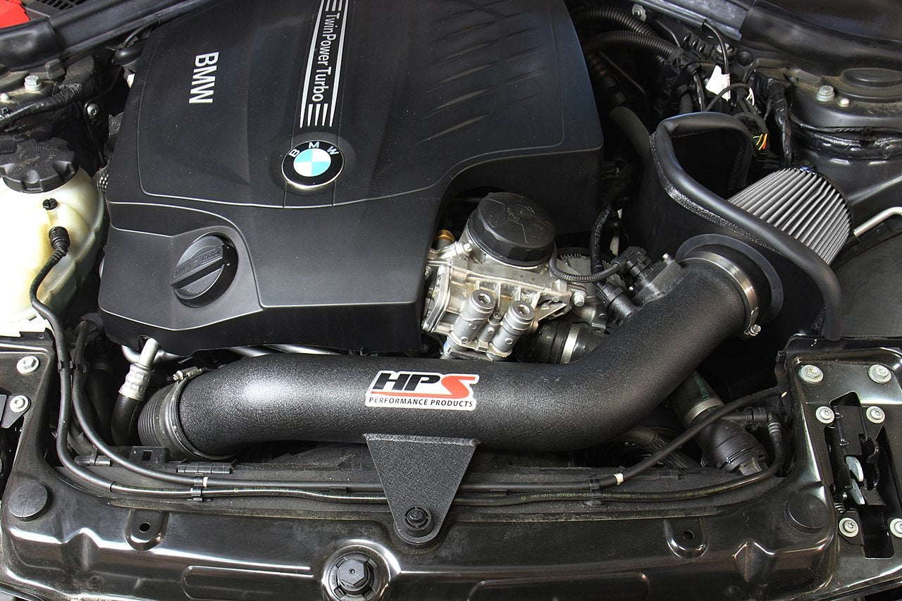 HPS Shortram Air Intake Kit 2013-2015 BMW 335i 335ix F31 F34 3.0L Turbo N55, Includes Heat Shield, Red