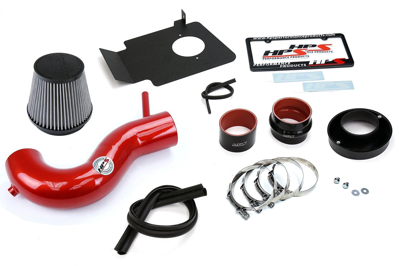 HPS Shortram Air Intake Kit 2005-2008 Dodge Magnum 5.7L V8, Includes Heat Shield, Red