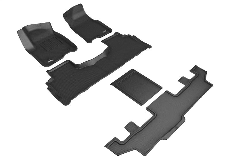 3D MAXpider 2021 GMC YukonXL 7-Seat/Chevrolet Suburban 7-Seat Kagu 1st 2nd 3rd Row Floormats - Black L1GM02901509