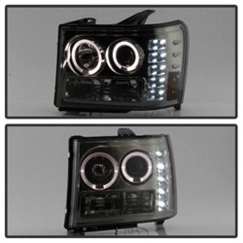 Spyder GMC Sierra 1500/2500/3500 07-13 Projector Headlights LED Halo- LED Smoke PRO-YD-GS07-HL-SM 5010629