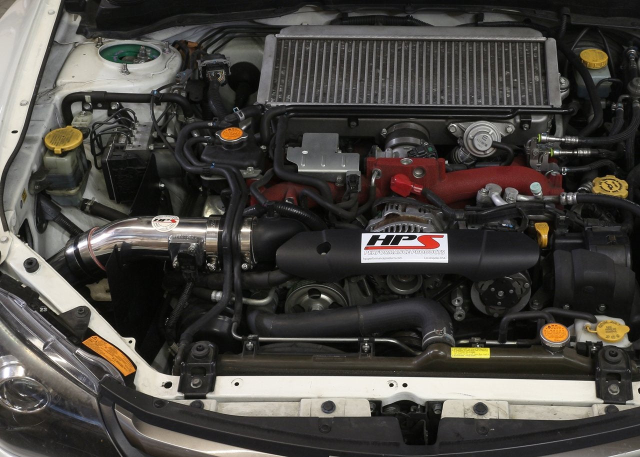 HPS Cold Air Intake Kit 2008-2014 Subaru WRX 2.5L Turbo, Converts to Shortram, Polish