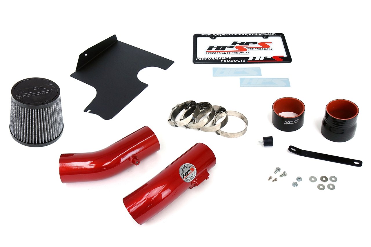 HPS Cold Air Intake Kit 2008-2014 Subaru WRX 2.5L Turbo, Converts to Shortram, Red