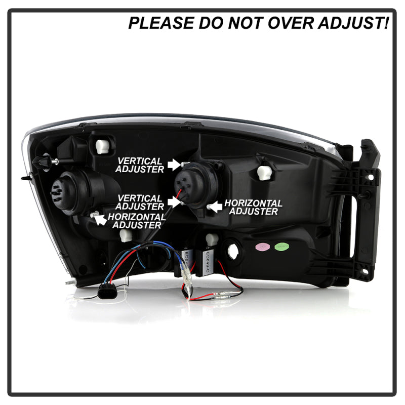 SPYDER 06-08 Dodge Ram 1500 LED Headlights - Black PRO-YD-DR06PL-BK 5088178