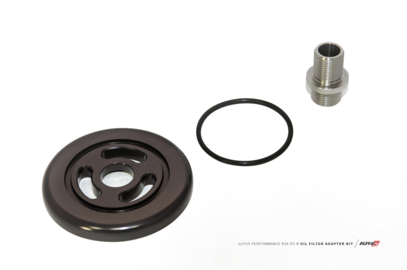 AMS Performance 2009+ Nissan GT-R R35 Alpha CNC Billet Oil Filter Adapter w/Race Filter ALP.07.04.0028-1