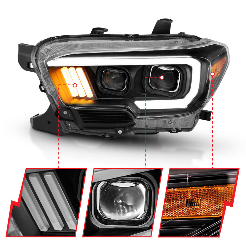Anzo  16-17 Toyota Tacoma Projector Headlights w/ Plank Style Design