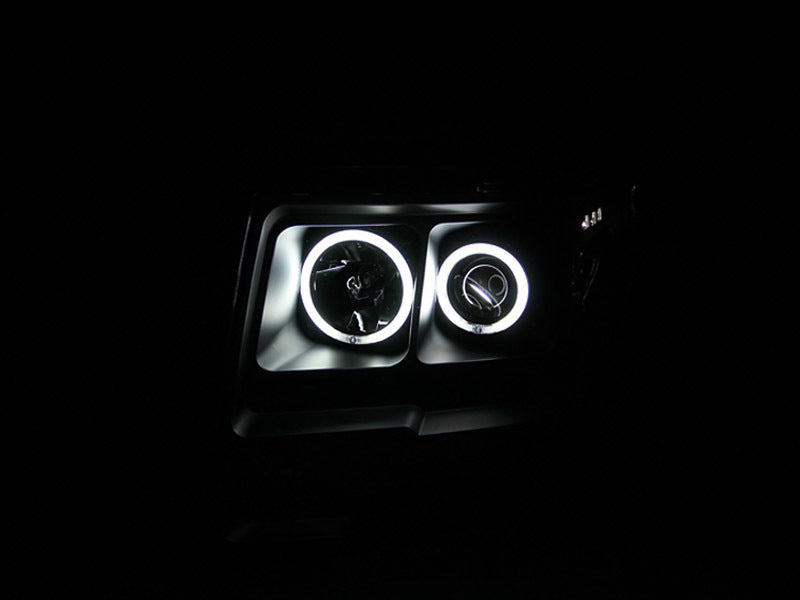 Anzo 2009-2014 Ford F-150 Projector Headlights w/ Halo Black (CCFL)