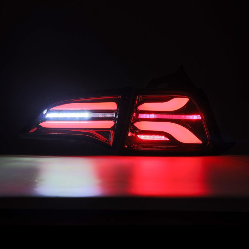 AlphaRex 17-22 Tesla Model 3 PRO-Series LED Tail Lights Jet Black w/Seq Sig 601010 *Discontinued