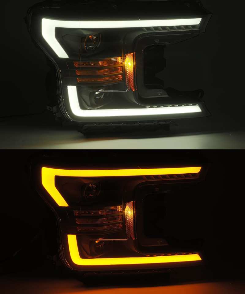 AlphaRex 18-19 Ford F-150 PRO-Series Proj Headlights Plank Style Gloss Blk w/Activ Light/Seq Signal 880188 *Discontinued
