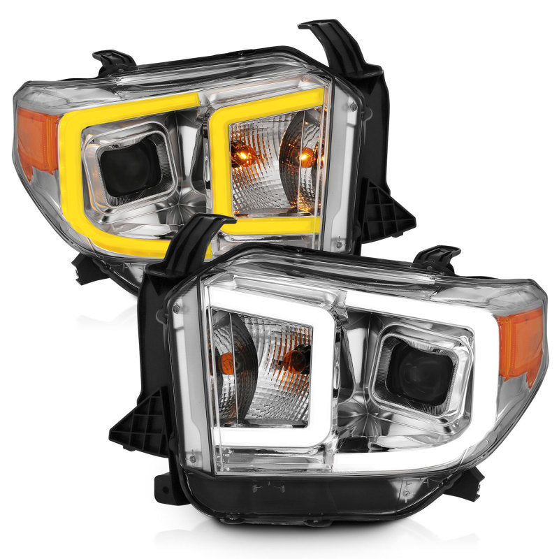 ANZO 14-17 Toyota Tundra Plank Style Projector Headlights Chrome w/ Amber 111415