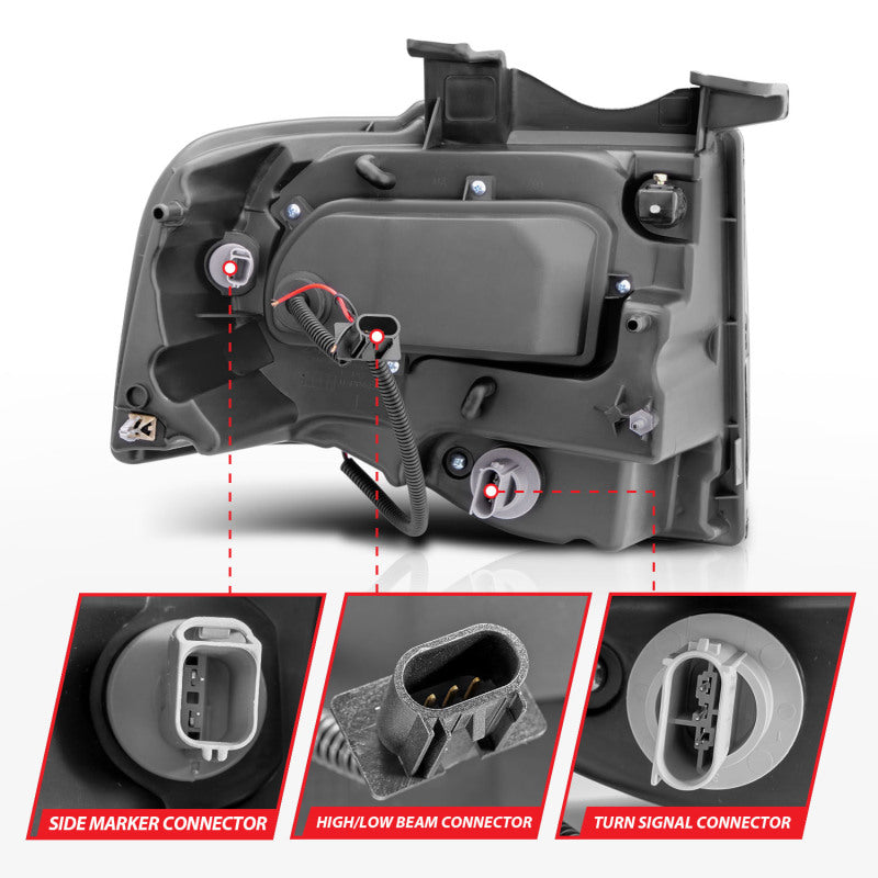 Anzo 2007-2014 Ford Expedition Projector Headlights w/ Halo Black