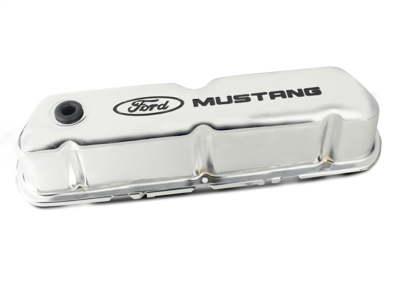 Ford Chrome Steel Valve Cover Set w/Mustang Logo FRD302-100