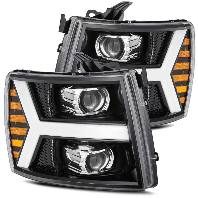 AlphaRex 07-13 Chevy 1500HD PRO-Series Proj Headlight Plank Style Gloss Blk w/Activ Light/Seq Signal 880206 *Discontinued