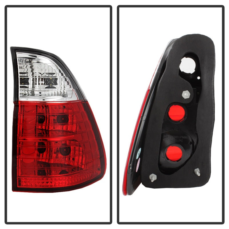 Spyder BMW E53 X5 00-06 4PCS Euro Style Tail Lights- Red Clear ALT-YD-BE5300-RC 5000835