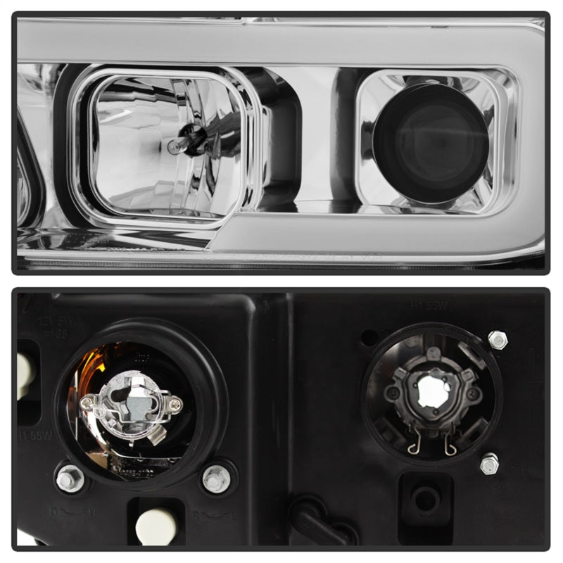 Spyder 07-13 Toyota Tundra V2 Light Bar DRL Projector Headlights - Chrome (PRO-YD-TTU07V2-LB-C) 5084651