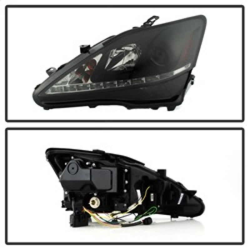 Spyder Lexus IS 250/350 2006-2010 Projector Headlights DRL Black Smoke PRO-YD-LIS06-DRL-BSM 5080073