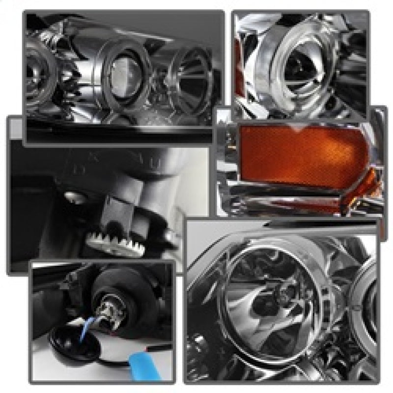 Spyder Ford Mustang 99-04 Projector Headlights LED Halo Chrome High H1 Low H1 PRO-YD-FM99-1PC-AM-C 5010452