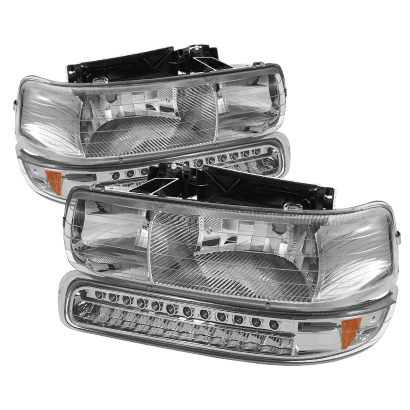 SPYDER Xtune Chevy TahOE 00-06 Headlights w/ LED Bumper Lights Amber Chrome HD-JH-CSIL99-LED-SET-C 5069474