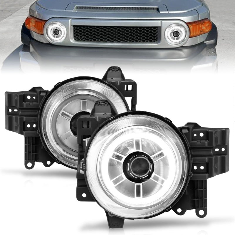 Anzo 2007-2013 Toyota Fj Cruiser Projector Headlights w/ Halo Chrome
