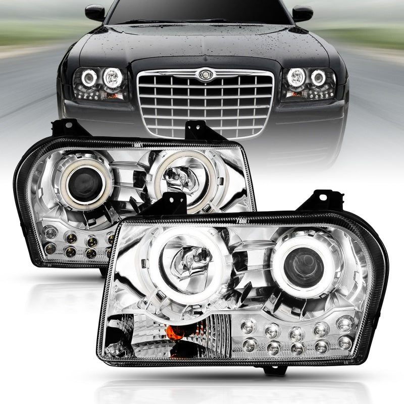 Anzo 2005-2010 Chrysler 300 Projector Headlights w/ Halo Chrome