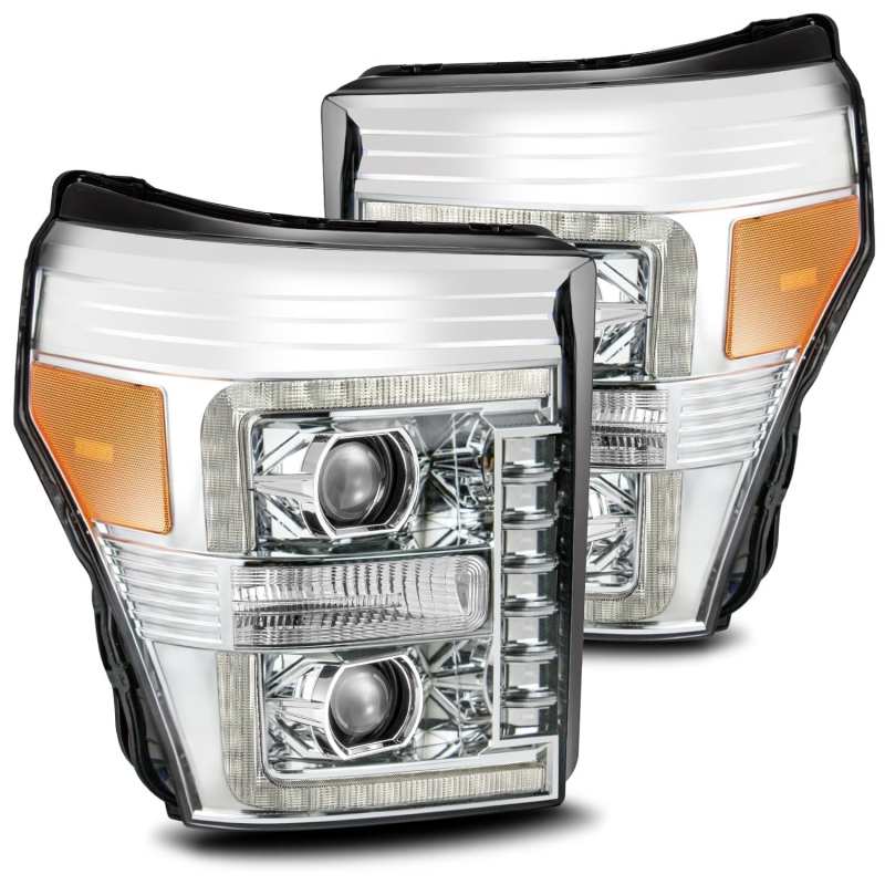 AlphaRex 11-16 Ford F-250 SD PRO-Series Projector Headlights Plank Style Design Chrome w/Seq Signal 880141 *Discontinued