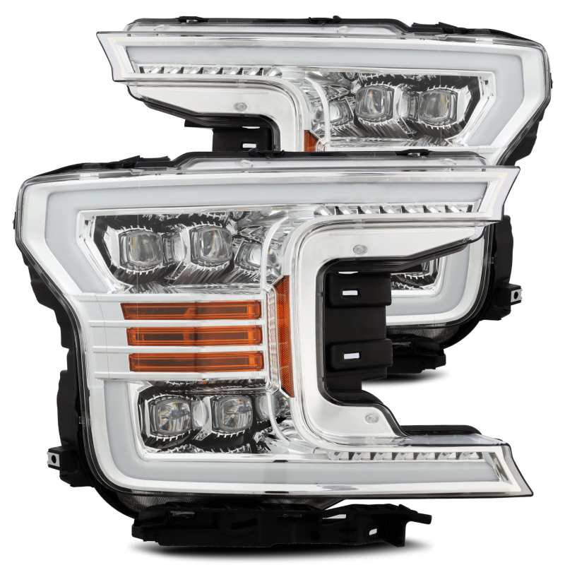 AlphaRex 18-19 Ford F-150 NOVA LED Projector Headlights Plank Style Chrome w/ActivLight/Seq Signal 880181 *Discontinued
